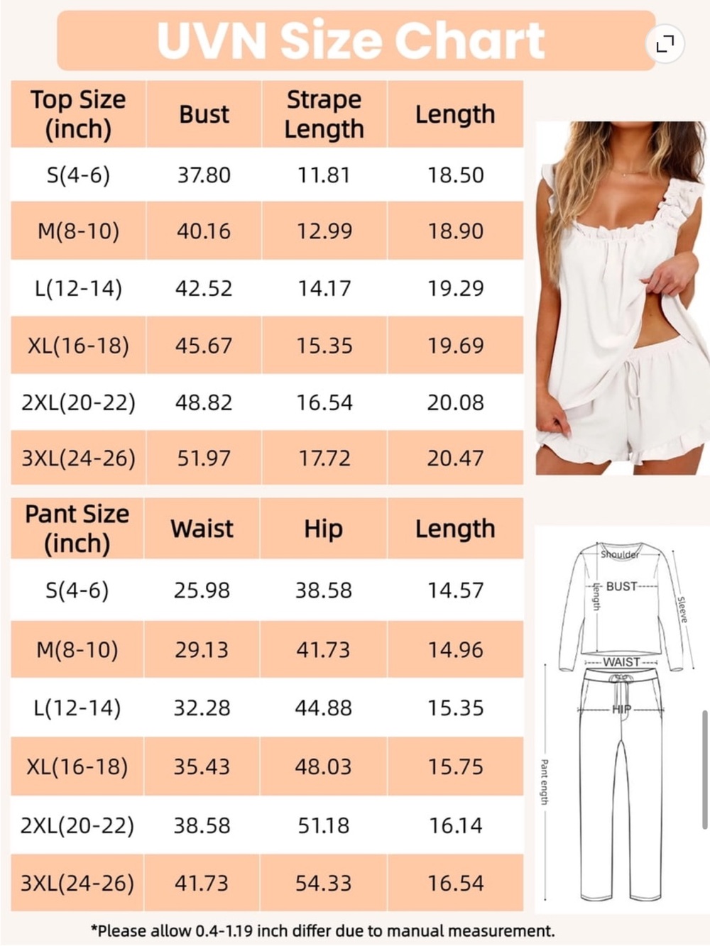 UVN Summer Pajamas 2 Piece Ruffled Tank Top & Shorts Sleepwear/Loungewear Set - Picture 6 of 7